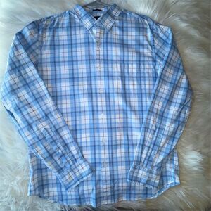 J.Crew Men's Slim Fit Flex Check Button-Down Shirt Blue Size L Office Business